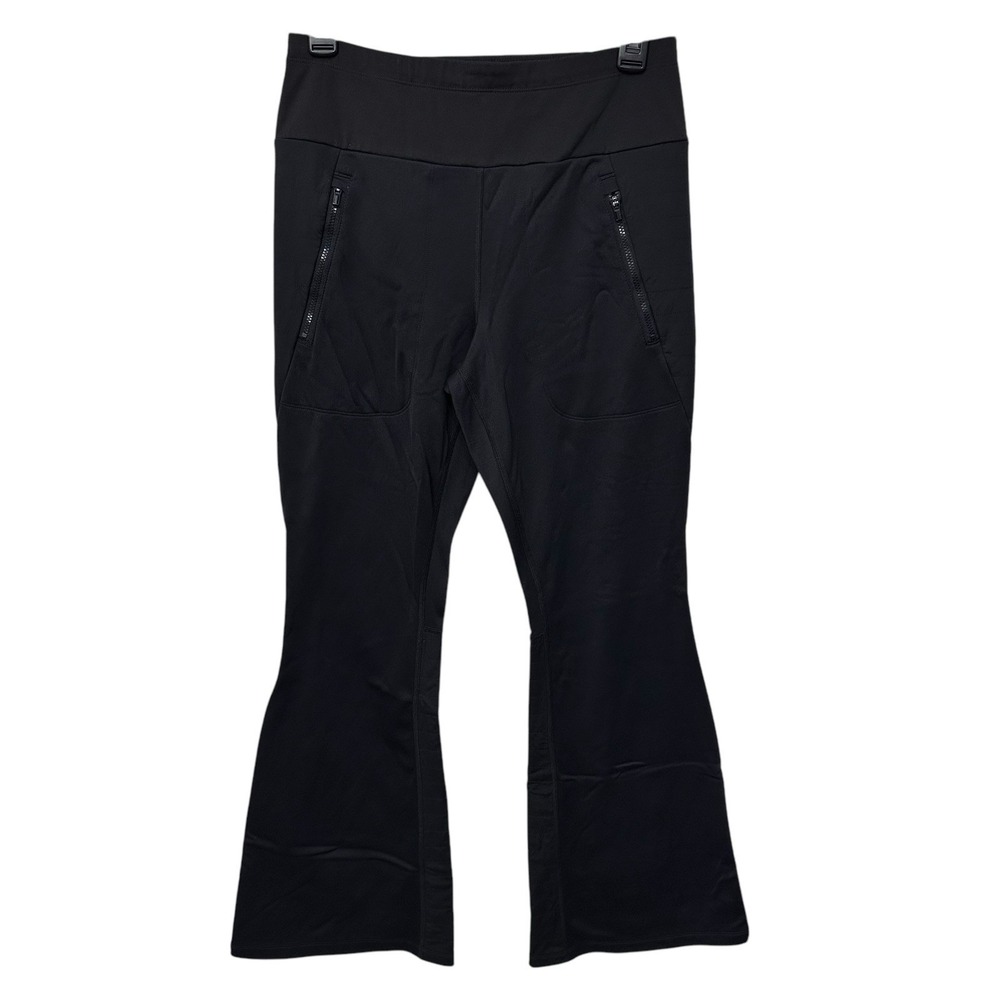Athleta Peak Hybrid‎ Fleece Flare Pants Women's Size Small Black Zip Pockets